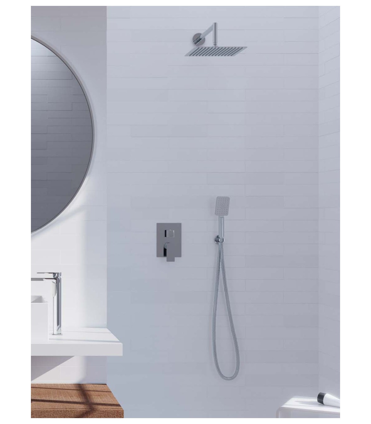 Comprar Kit de ducha termostatica empotrada negro mate cuadrado online